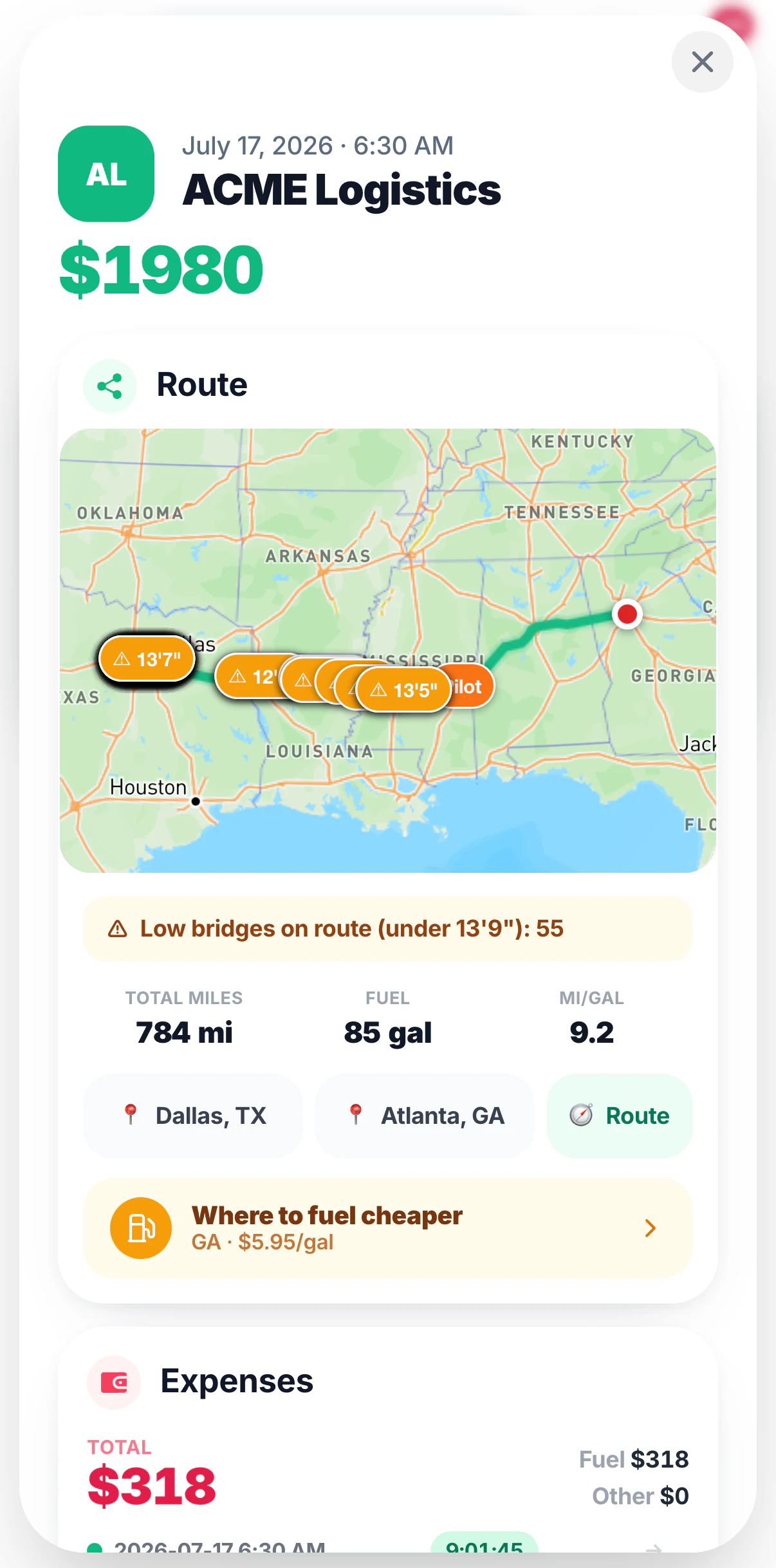 A load in the trucking mode