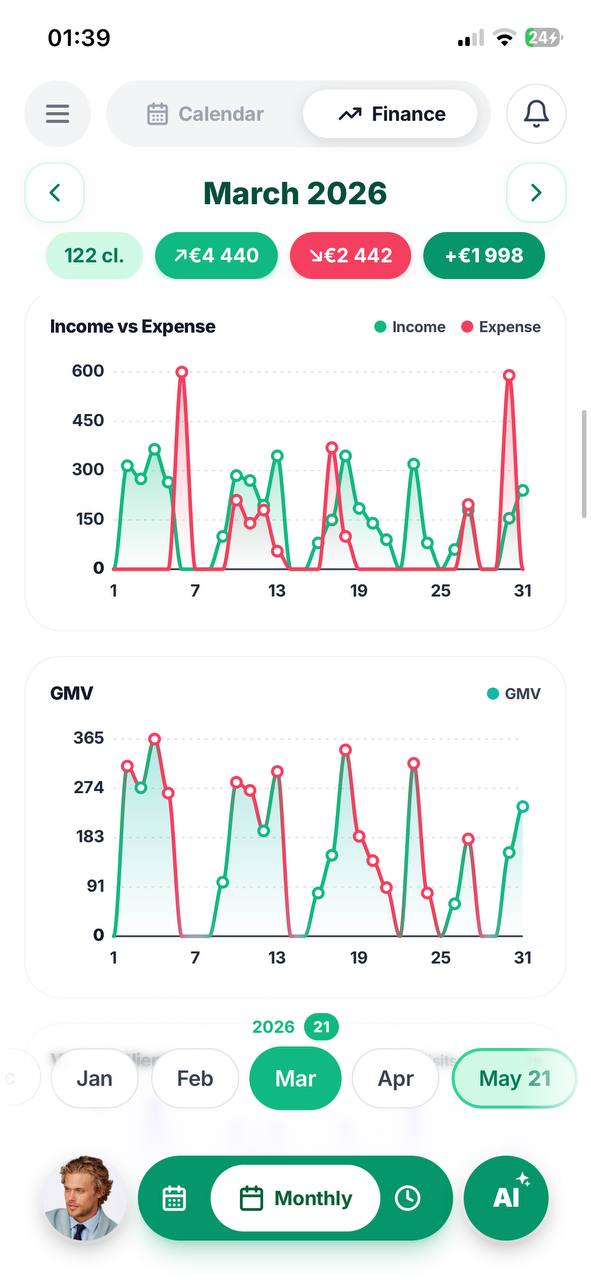 Custom AI — income vs expense